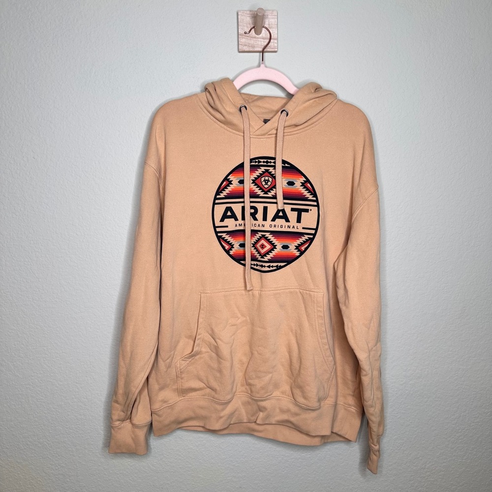 Ariat Mens American‎ Original Southwestern Graphic Hoodie Peach Tan Large L